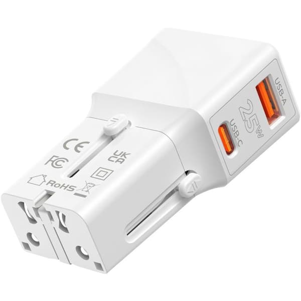 Mobile Origin Reseadapter 25W EU/US/UK/AU Vit