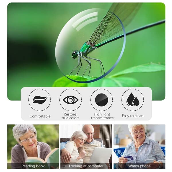 Progressive multifokale lesebriller, rammeløst design med anti-blått lys-beskyttelse, jevn synsovergangslinse for dataarbeid og daglig bruk