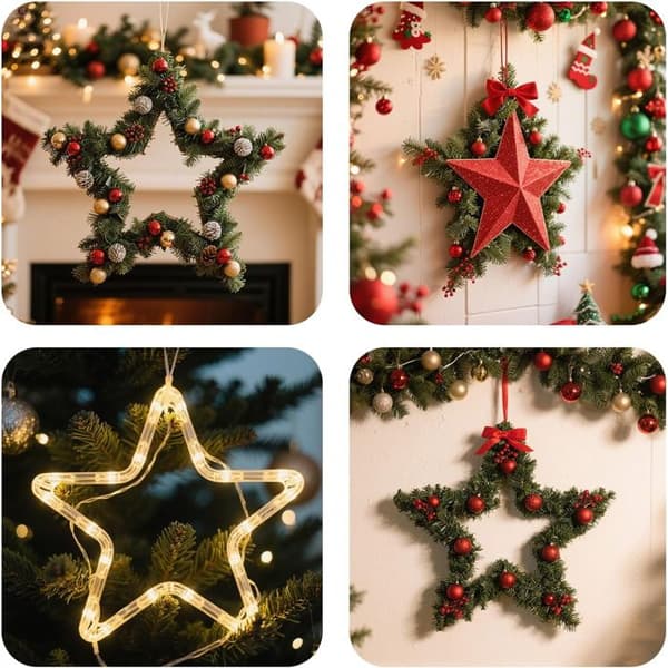 DIY jernringe (sæt med 5) - Sølv - 20 cm femtakket stjerne - Perfekt til julepynt