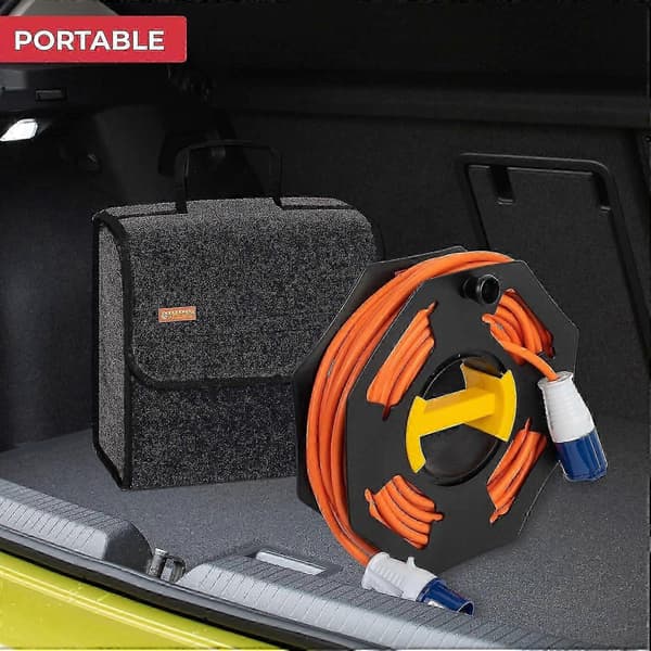 Campingvogn Kabeltromle, Manuel, Tom, til Camping og Husholdning, op til 25 m Kabel, Plast, Sort og Gul