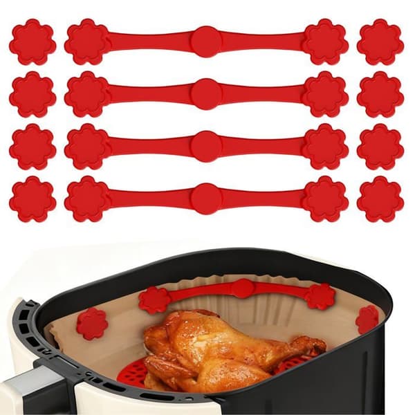 Sæt med 12 silikonemagneter til airfryer, holder til bagepapir, 4 Meoiruery-strimler