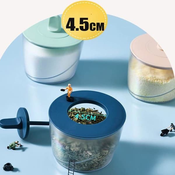Set med 3 lufttäta kryddburkar i plast för kryddor, salt, socker och peppar