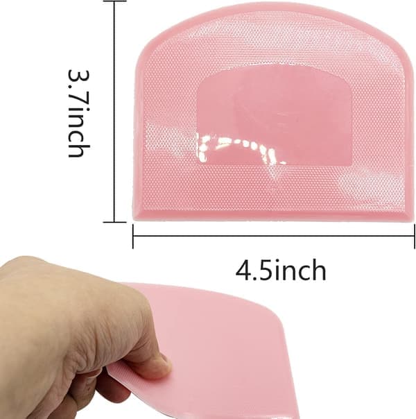 Sett med 2 deigskrapere, bollskraper, plastdeig, brødskraper, kjøkkenredskaper til baking (rosa + hvit)