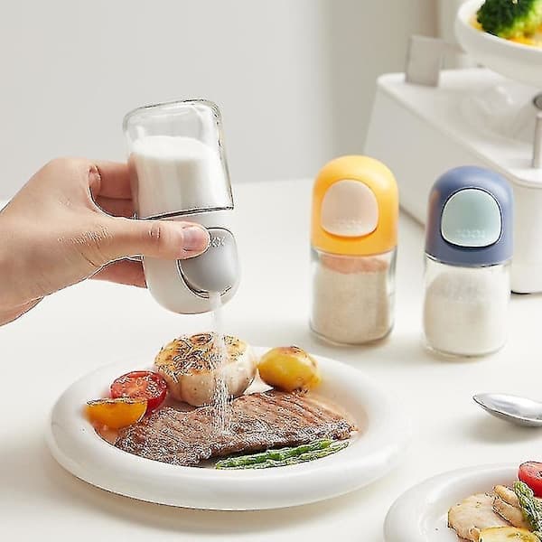 3 stk. salt- og peberstrøer i glas, præcis kvantitativ krydderiflaske, målesaltstrøer