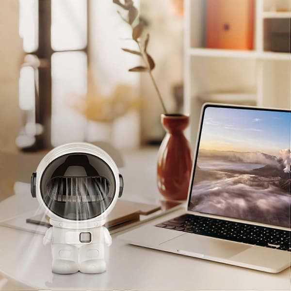 Skrivebordsventilator i astronautform, lille bærbar bladløs USB-ventilator, håndholdt elektrisk køleværktøj