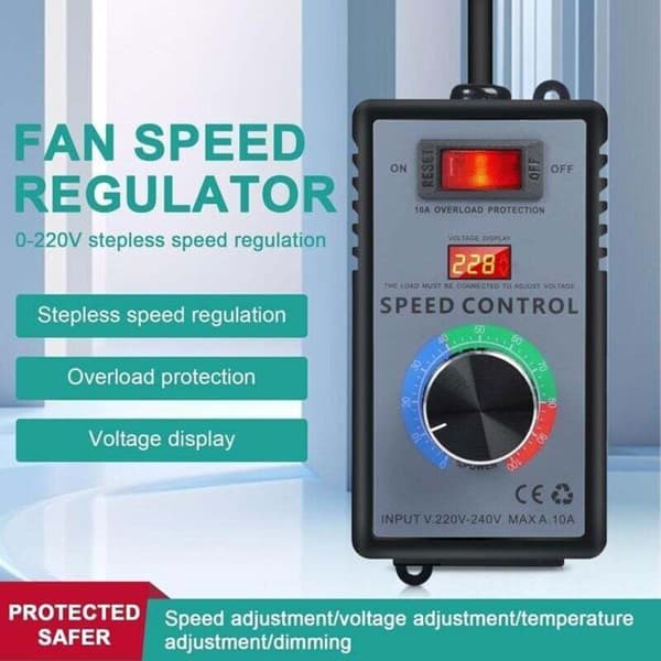 220V AC 10A 4000W SCR Elektronisk Spenningsregulator Dimmer Termostat Vifte Kontroller