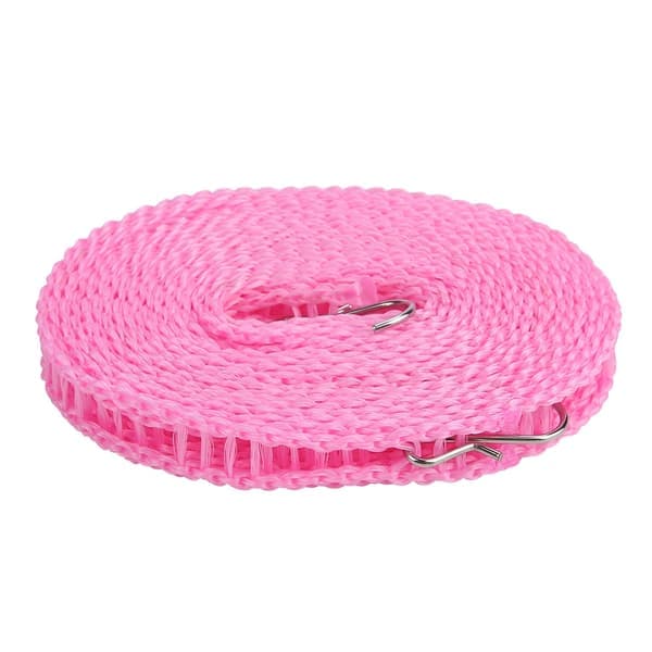 Portable Outdoor Clothesline Non-slip Laundry Drying Rope 5M Thickened (Pink)