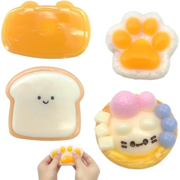 Biter Squishy Katteklemmeleke, Fidget Klemmeleker, Anti-stress Sensoriske Leker, Søte Squishy Leker