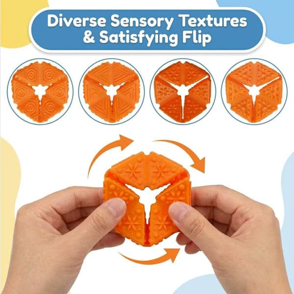 Sensorisk Flip Cube – Tekstureret Fidget Legetøj til Børn og Voksne med Angst, Autisme, ADHD, Stille Skrivebordslegetøj