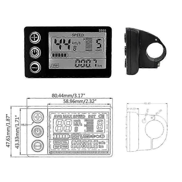 Elektrisk sykkel S866 LCD-skjerm 24V36V48V kontrollpanel vanntett plugg