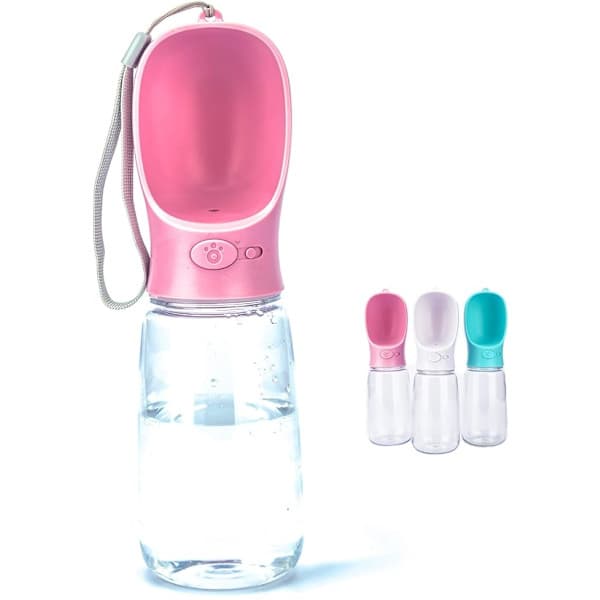 Bærbar hundevannflaske i PC, 550 ml, med vanndispenser for hunder