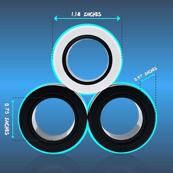 Magnetiske Ring Fidget Legetøj – 3-delt sæt til ADHD Angst, Finger Spinner til Børn og Voksne 8+ år