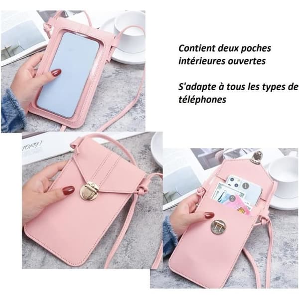Skuldertaske - Dame - Pink - Kunstlæder - Touchscreen - Praktisk
