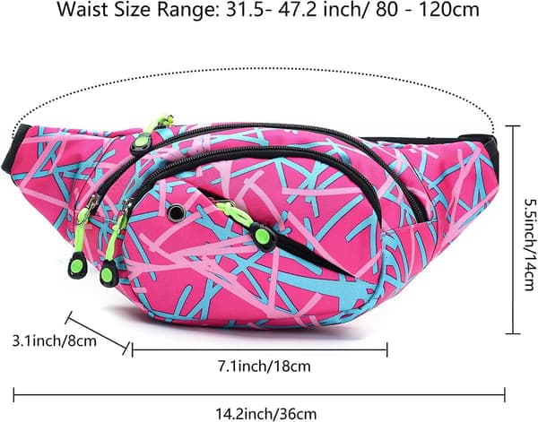 Taljetaske Fanny Pack, Trendy Bumbag til Kvinder Mænd, 4 Rum