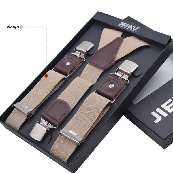 Selar til menn - Med 3 klips - Y-formet elastisk - Beige