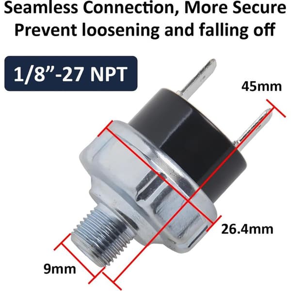 Trykafbryder – 6-8 bar luftkompressorafbryder 1/8\" NPT til DC 12V/24V & AC 110V/220V