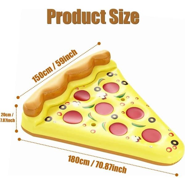 Stor oppustelig pizza-flyder 1,8x1,5m, pool-flyder med kopholdere, sommer-tømmerflåde, pool-legetøj