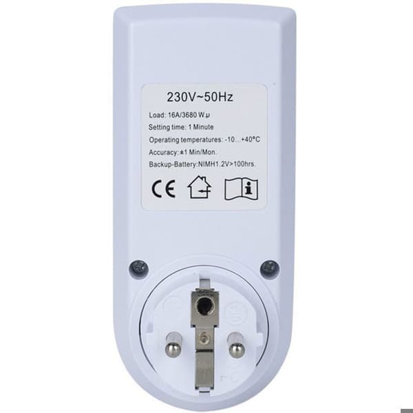 16A/3680W Digital Programmerbar Stikkontakt, Daglig/Ugentlig LCD Timer med Tilfældig Tilstand, 2-pak
