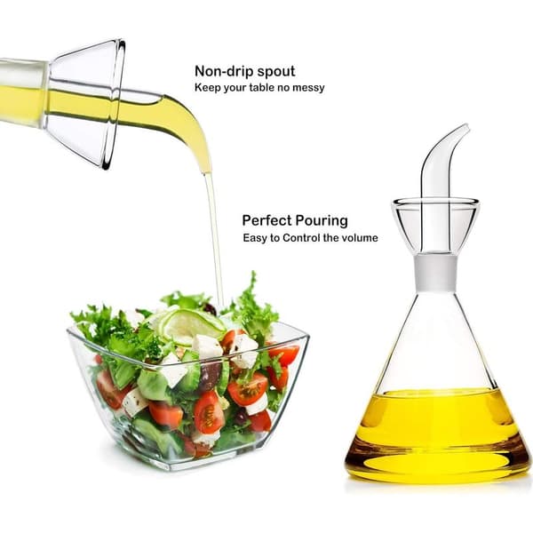 Olivoljedispenser i glas med droppfri flaskpip - Oljedispenserflaskor för köket - Dispenser