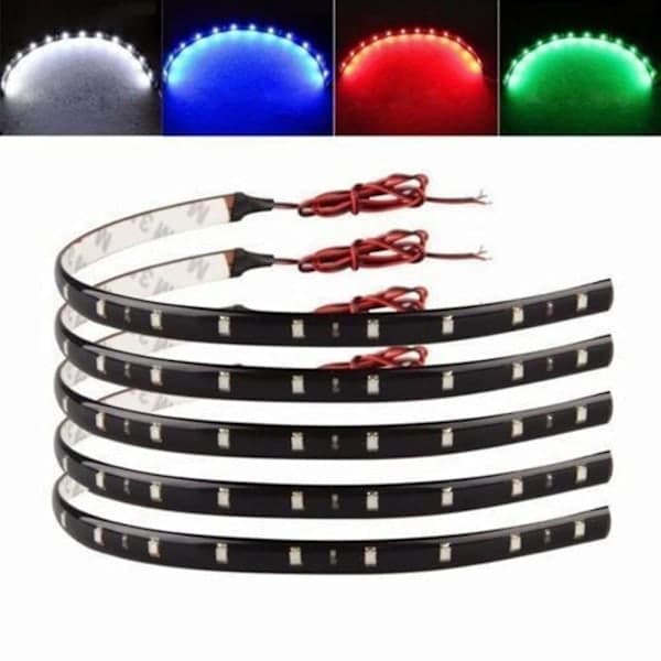 10 stk røde vanntette fleksible LED-strips for understellsbelysning bil