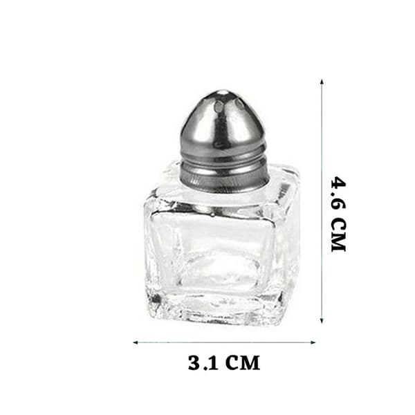 Sett med 24 mini salt- og pepperbøsser (glass og rustfritt stål, 15 ml)
