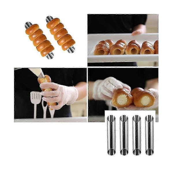 30 stk. Cannoli-rørforme Sæt Rustfrit stål Non-stick Flødehorn Danske wienerbrødsforme til skal Cr