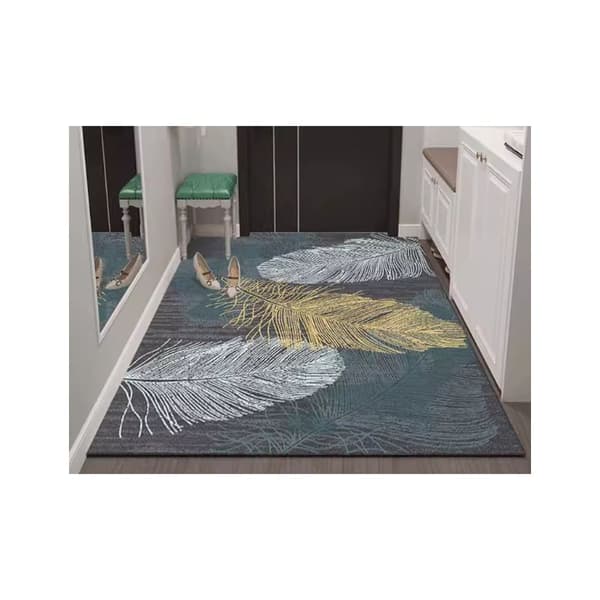 Ryamatta 80x120 cm – Blå/grå kristall sammet – Mjuk, kort lugg – Lättskött i 30°C – Dekorativ matta för vardagsrum och sovrum