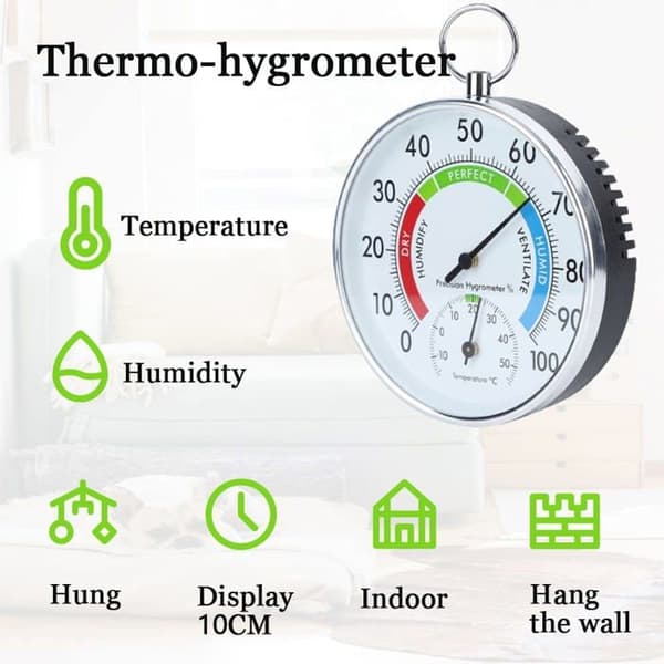 Indendørs termometer og hygrometer, måler temperatur og luftfugtighed, lavet af aluminiumslegering til temperaturkontrol