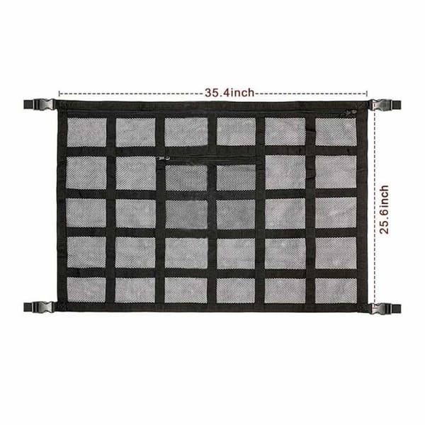 Biltak oppbevaringsnett, universell netting oppbevaringspose, elastisk netting innerlomme, svart (90*65cm)