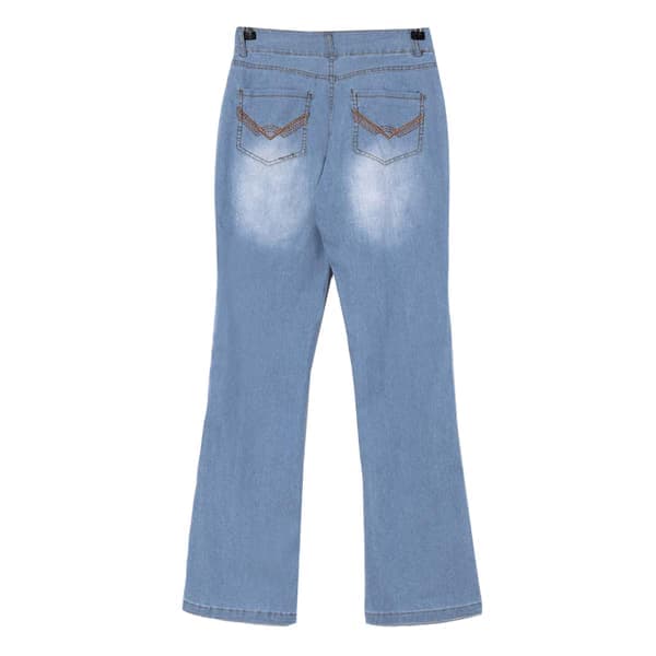 Låga utsvängda jeans för kvinnor, stretchiga denimbyxor, utsvängda ben, ljusblå, ljusblå M Ljusblå M