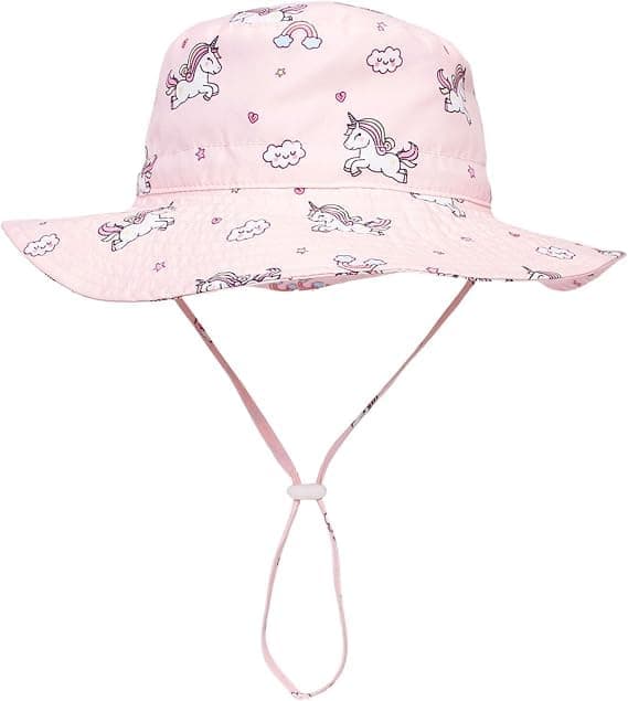 Justerbar bøtte-solhatt for baby og barn, UPF 50+ solbeskyttelse strandhatt for småbarn gutter jenter