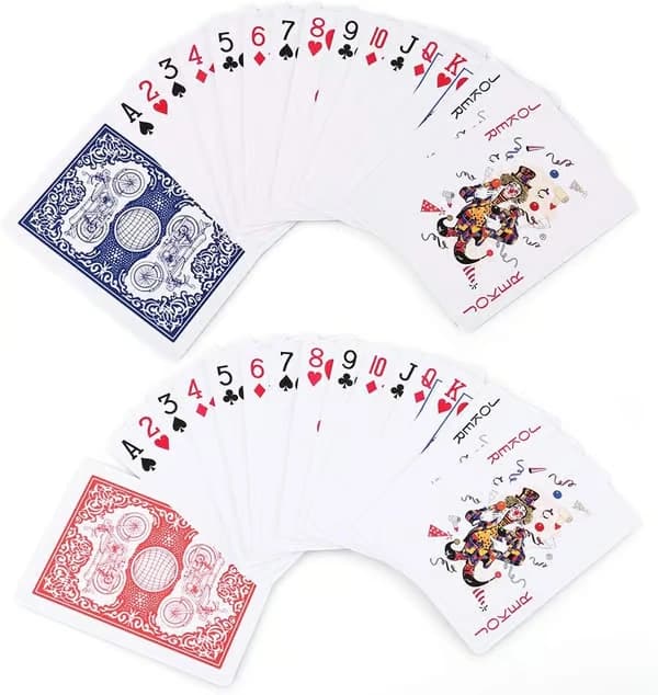 Pokerstørrelse Standard Indeks, 2 Spil - 1 Blå & 1 Rød til Blackjack