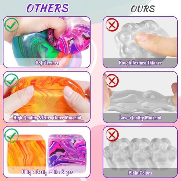 Anti-stressbold, Squishy Cube Fidget Bold, Ice Cube Fidget Squishy Bold til angstlindring (5*5*5cm) Pink