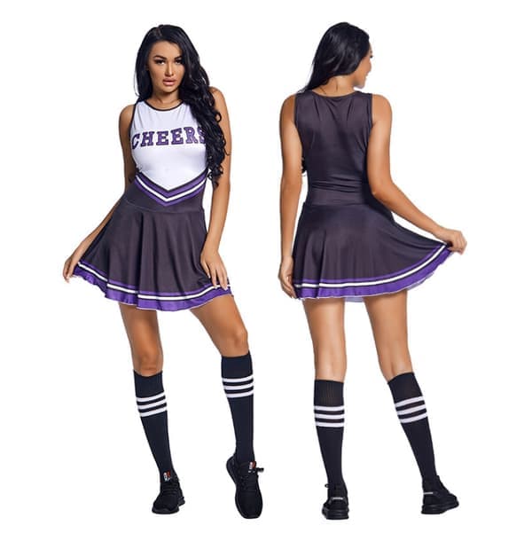 Cheerleaderkostume til kvinder Halloween-outfit sort sort S black S