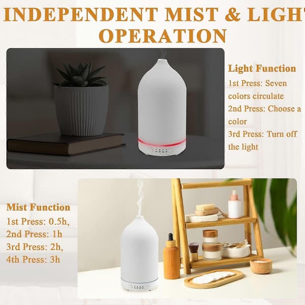 200ml Ultraljud Aromaterapi Diffuser Hem Elektrisk Diffuser, Tyst Luftdiffuser Sval Mist med Timer och Automatisk Avstängning