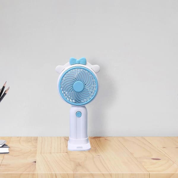 Bærbar Håndholdt Ventilator Mini Bærbar Ventilator Genopladelig Ventilator med Base Køleventilator Blue