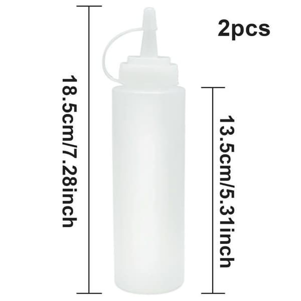 2 klembare 8oz/250ml bløde plastikkrydderiflasker - Ketchup/Olie/Maling/Madlavning