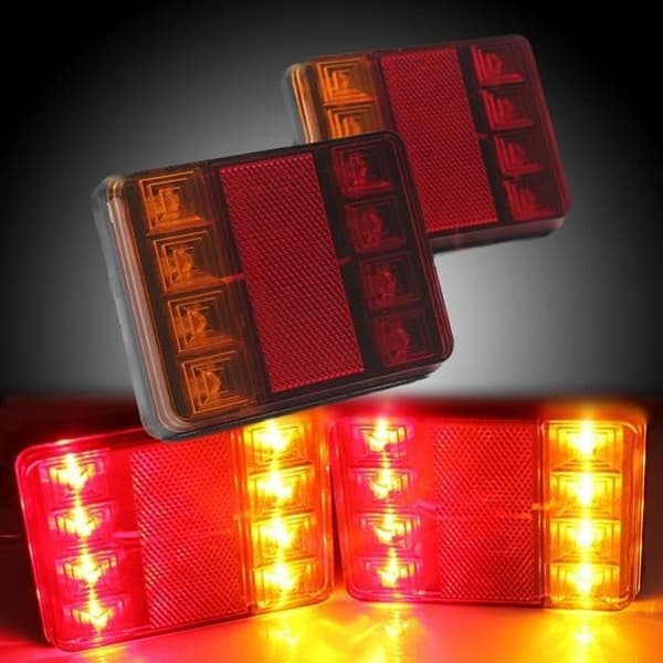 2 x 12V 8LED Baklys/blinklys for bil, tilhenger og lastebil