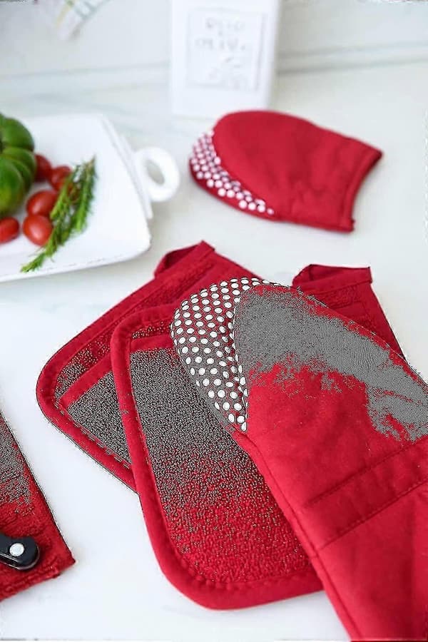 Grytlappar i 100 % bomullsfrotté för köket, 2-pack, 21,6 x 21 cm röd-m.2937