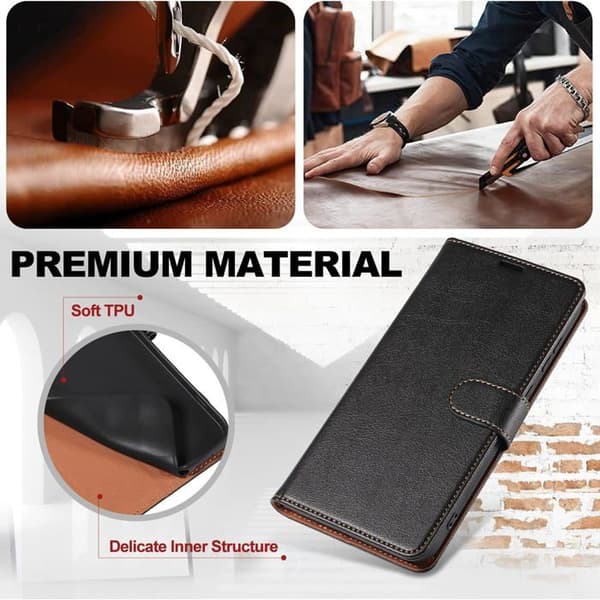 Pung Etui - 1 Stykke - PU Læder - Magnetisk Stødsikker Beskyttelse - Til Oppo A96 A76 A36 Realme 9i - Sort
