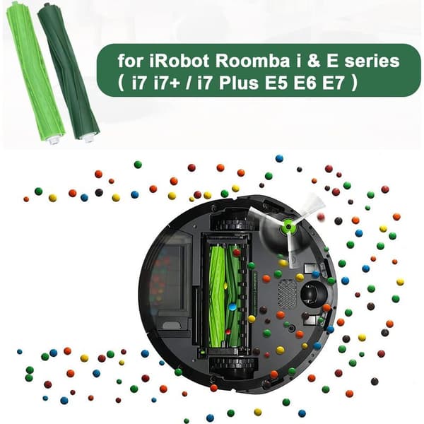 2 multi-overflade gummibørster til iRobot i7 i7+ / i7 Plus i8 i8 Plus E5 E6 E7 robotstøvsuger, rulleudskiftningsdele til Roomba E & I-serien