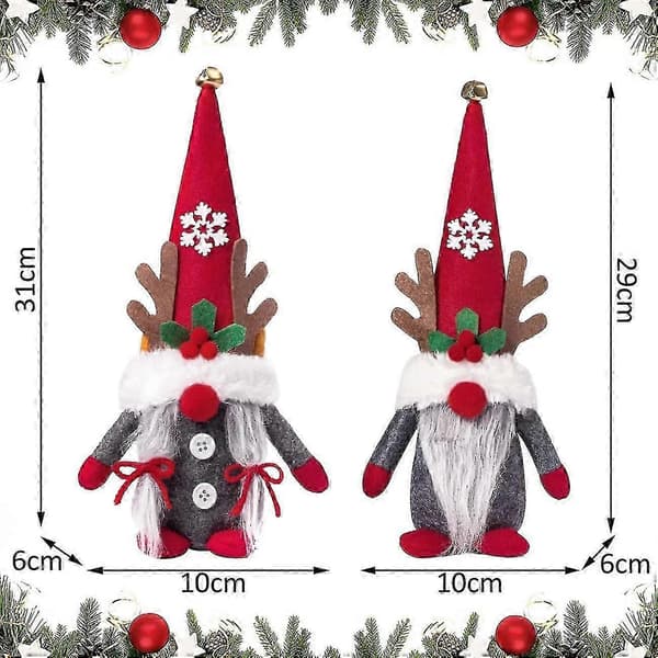Julgnome, 2 julgnomeprydnader, tomtengnome, julgnome, julpynt, tomtprydnader, plysch, julgransprydnader