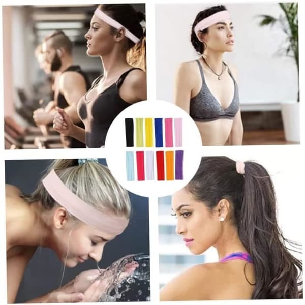 Hårbånd for kvinner, yoga-hodebånd i bomull, elastisk hodebånd, 12 farger