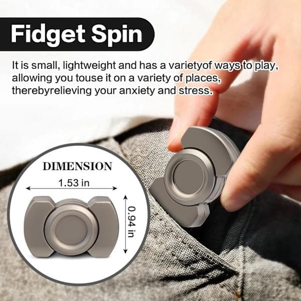 3-i-1 Fidget Legetøj – Spinner, Slider & Clicker, Magnetiske Lejer i Rustfrit Stål til Stresslindring – Vælg Farve Silver
