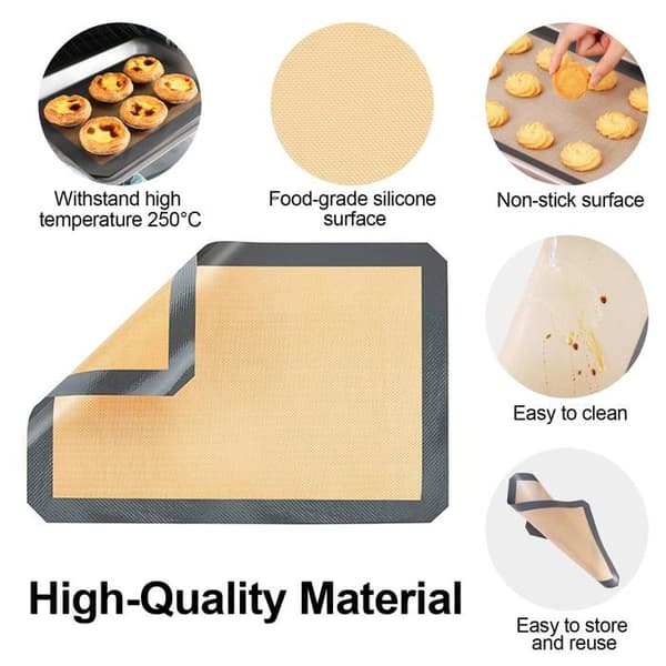 Silikone Bagemåtte S 30x21cm - Sæt med 2 Non-Stick - Til Makroner, Småkager, Brød