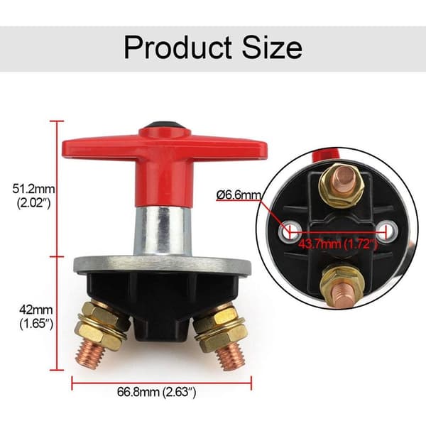 Batteriisolator afbryder, 12V-60V 300A Universal Fastnøgle Bilbatteri Afbryder Strømisolator Nødstopkontakt til Bil, Båd