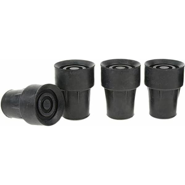 Pakke med 4 standard skridsikre stokkefødder, sorte gummifødder - 19 mm