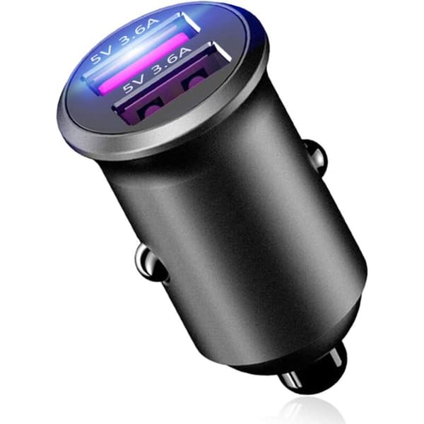USB Biloplader – Dobbelt QC3.0 36W/7.2A fuldmetal mini hurtigoplader til iPhone & Galaxy serier