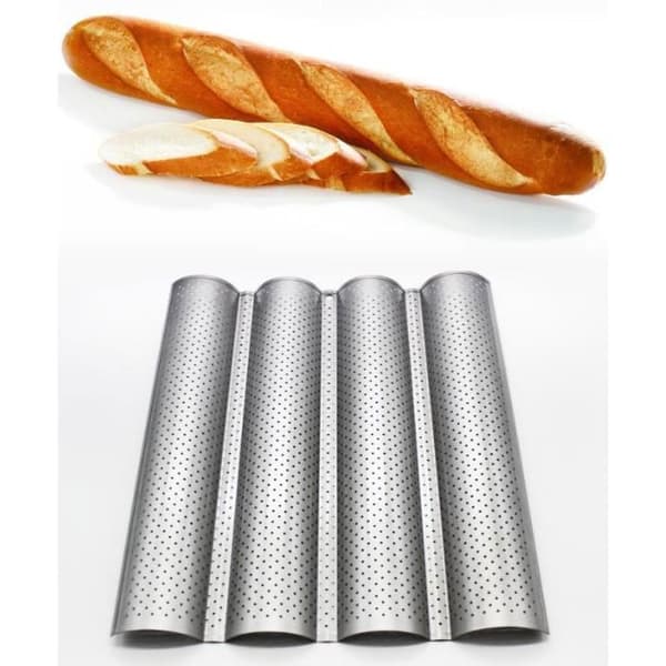 Stekebrett, 4 Baguetteform, Non-Stick Brødbakebrett, Sølv