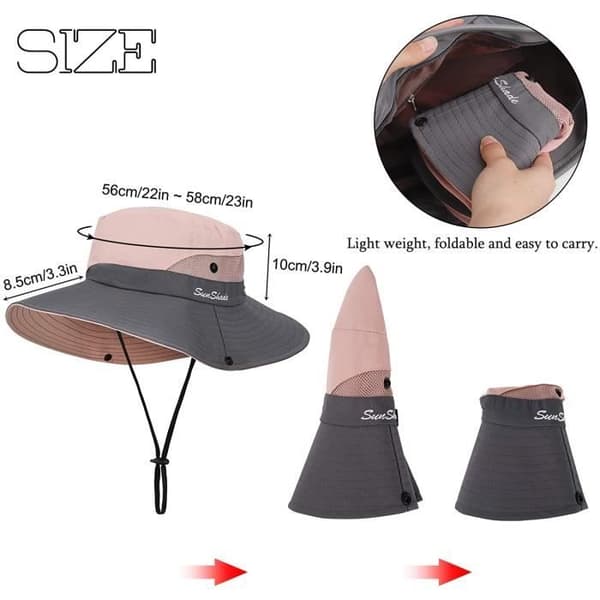 Solhat - Dame - Sammenfoldelig - UV-beskyttelse - Bred skygge - Pink